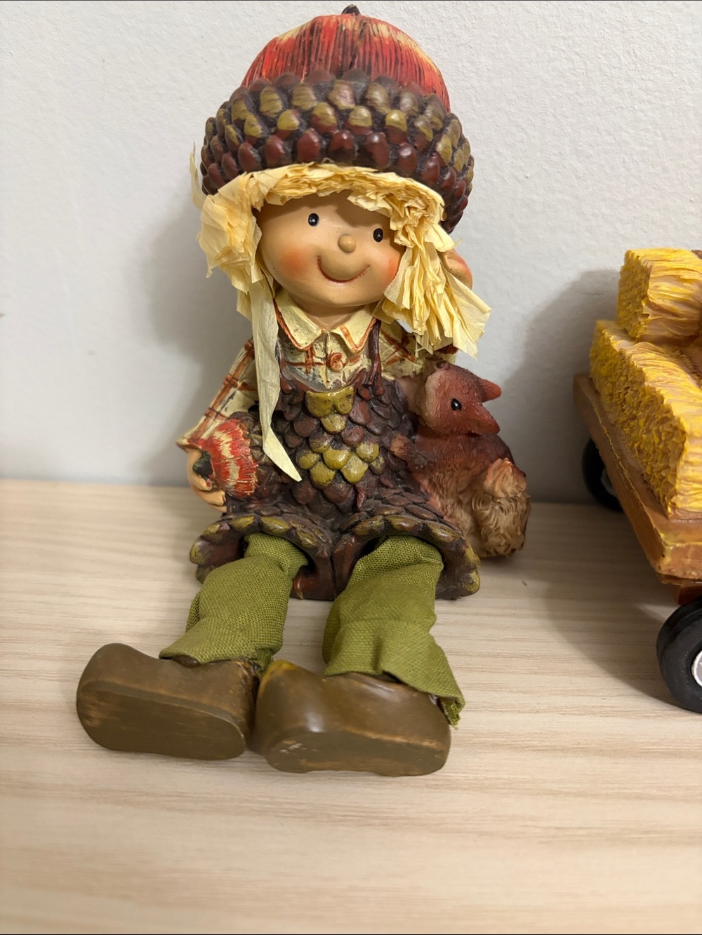 Vintage Acorn Girls & Wagon Thanksgiving Shelf sitter set - Picture 2 of 9